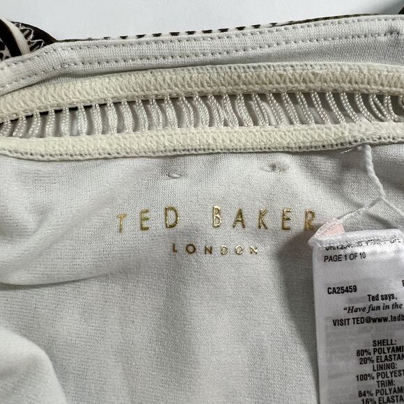 Ted Baker S Womens Babita Snakeskin Print Swimsuit Deep V Pool Resort *flaw - Picture 4 of 12